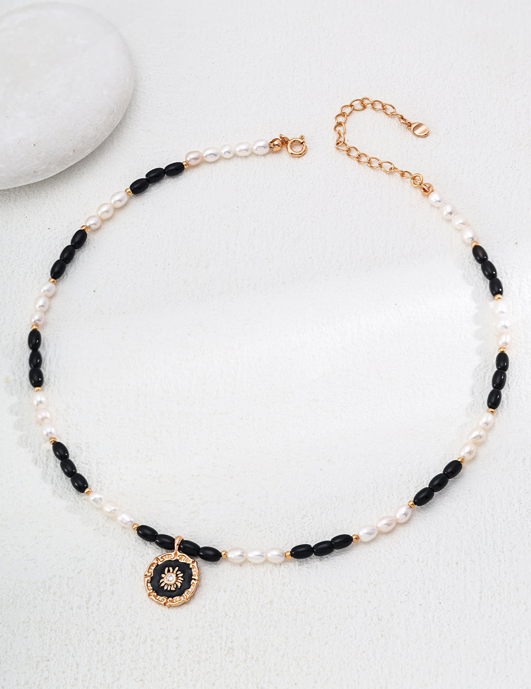 Natural Pearl black Agate Pendant necklace