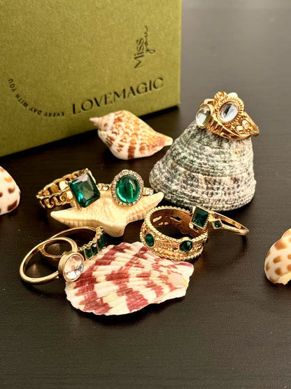 Retro Geometry Ring Eight Piece Set