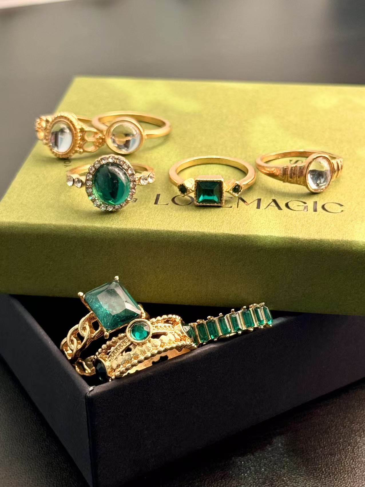 Retro Geometry Ring Eight Piece Set