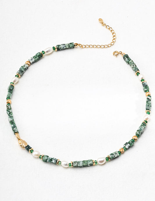 Green Pearl Gemstone Necklace