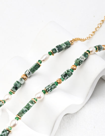 Green Pearl Gemstone Necklace