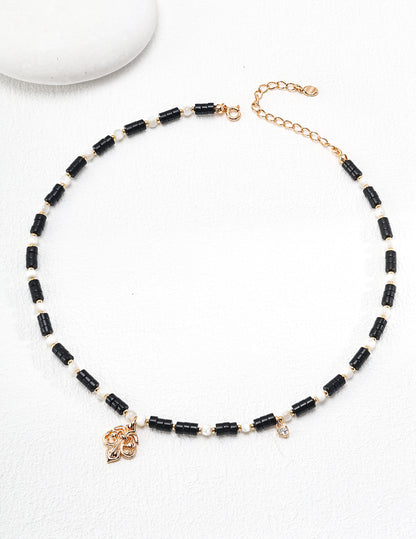 Vintage black Agate necklace