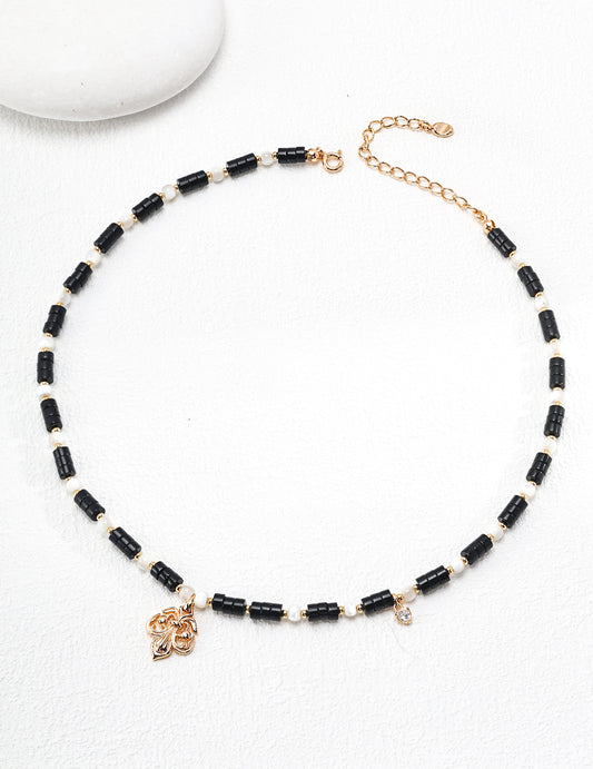 Vintage black Agate necklace