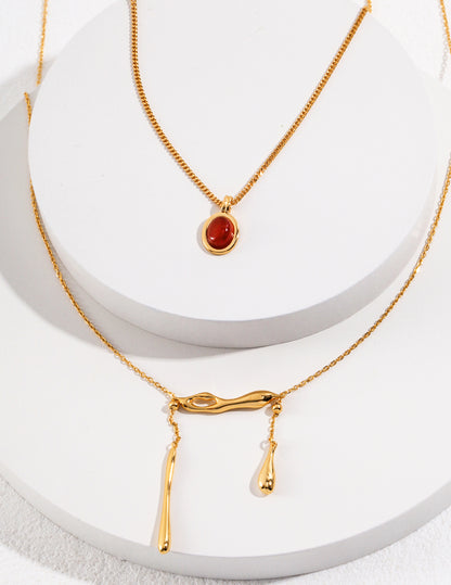 Red agate Pendant necklace