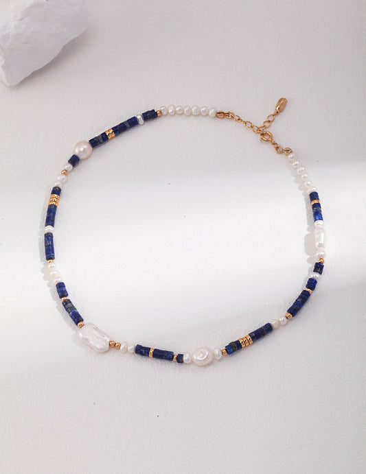 Lapis lazuli Pearl Necklace