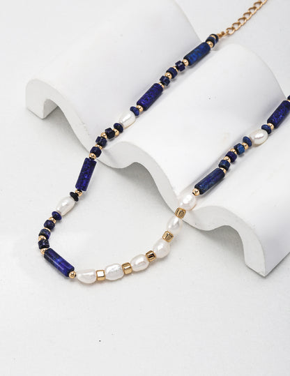 Lapis lazuli Pearl Necklace