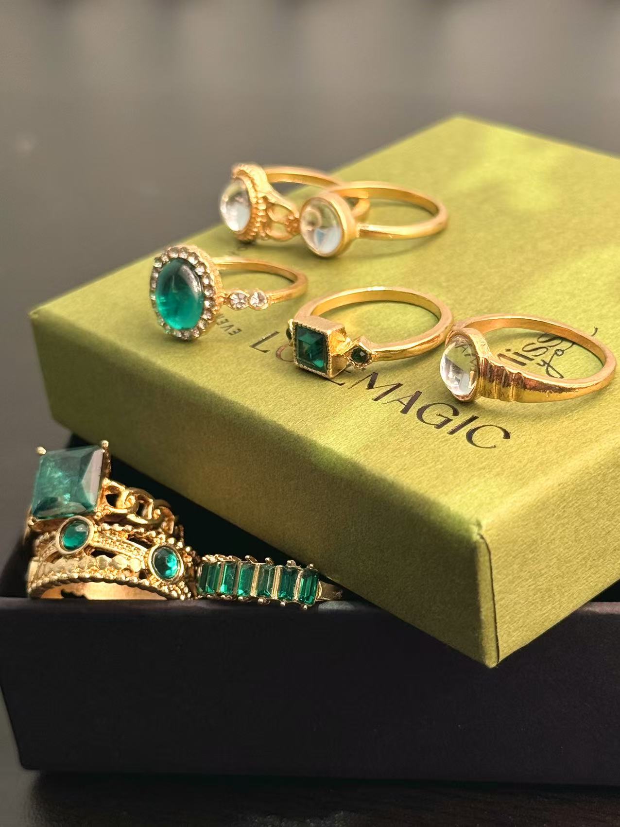 Retro Geometry Ring Eight Piece Set