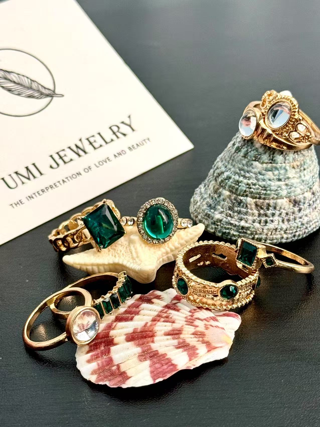 Retro Geometry Ring Eight Piece Set