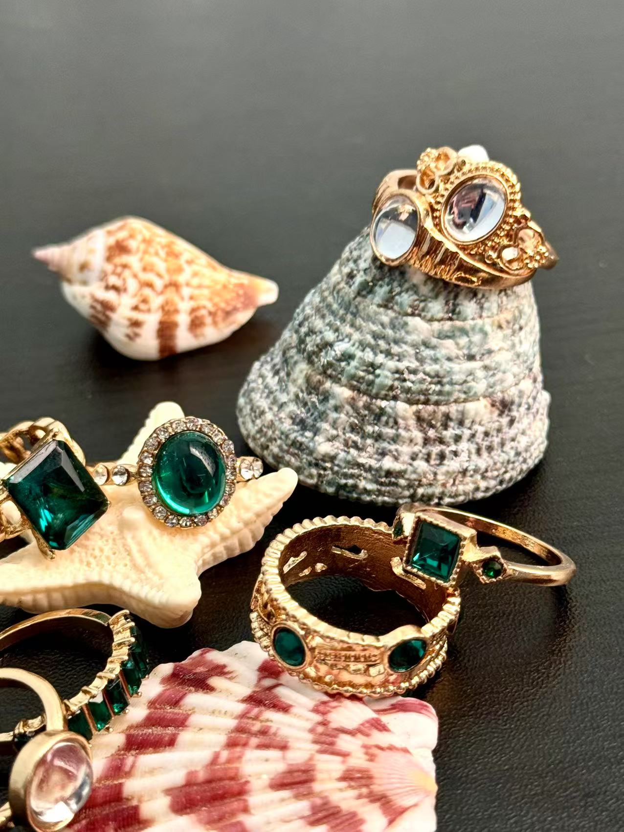 Retro Geometry Ring Eight Piece Set