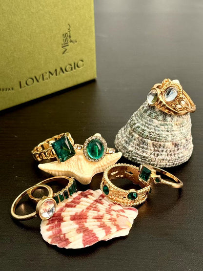 Retro Geometry Ring Eight Piece Set