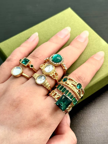 Retro Geometry Ring Eight Piece Set